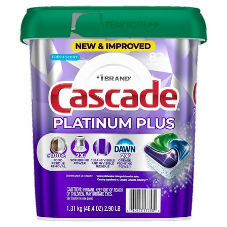 Cascade Platinum Plus Actionpacs, Fresh Scent, 82 Count