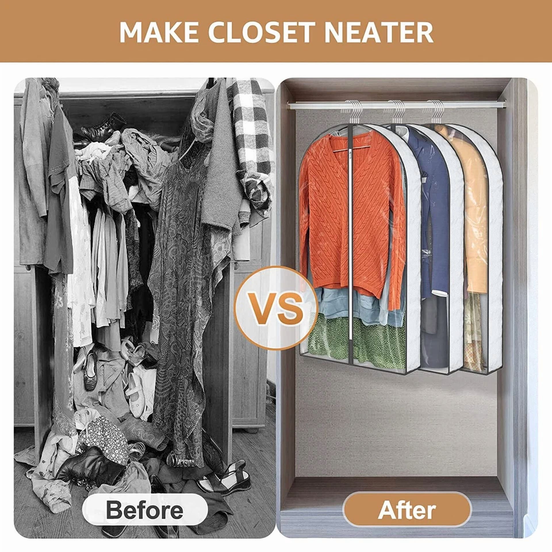 KLYNE - 3Pcs Clear Garment Bag Hanging Clothes Travel Coat Suit Dress Storage Dust Cover