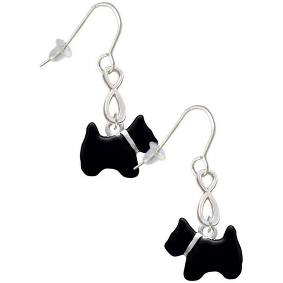 Delight Jewelry Silvertone Black Scottie Dog Silver tone Infinity French Earrings