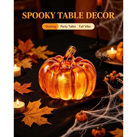 Halloween LED Pumpkin Lantern, Handheld Lighted Pumpkin Decor Lamp, Battery Powered Tabletop Decoration for Halloween Party Home Holiday Ornaments