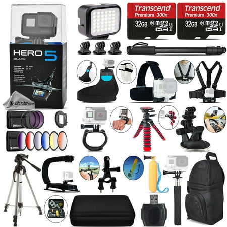 GoPro Hero5 Black 4K Camera + 9PC Filter Kit Set Set + Backpack - 64GB