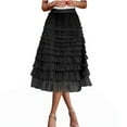 thumbnail image 2 of THDHVS Black Skirt,Women's Skirts,Women's Long Maxi Skirts A Line Ruffle High Waiste Tiered Layered Mesh Skirt Petticoat Black 2XL, 2 of 6
