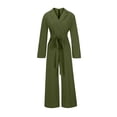 thumbnail image 4 of pstuiky Wide Leg Jumpsuits for Women, Jumpsuits for Wome One Piece Jumpsuits for Women Rompers Long Sleeve Jumpsuit for Women Bib Overalls Women with Pockets Army Green S, 4 of 6