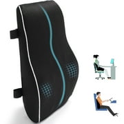 Qutool Ergonomic Black Lumbar Support Pillow for Office Chair Car Memory Foam Back Cushion for Back Pain Relief Improve Posture