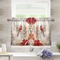 thumbnail image 5 of Bird Tower Flowers Kitchen Curtains Half Tier Curtain 2 Rod Pockets Bathroom Bedroom Cupborad Living Room 27"x24", 5 of 5