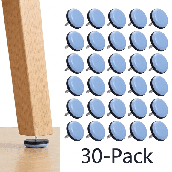 ROSEXIXI 30pcs Furniture Sliders 1.2 Inch Round Chair Leg Floor Protectors Nail-On for Hardwood