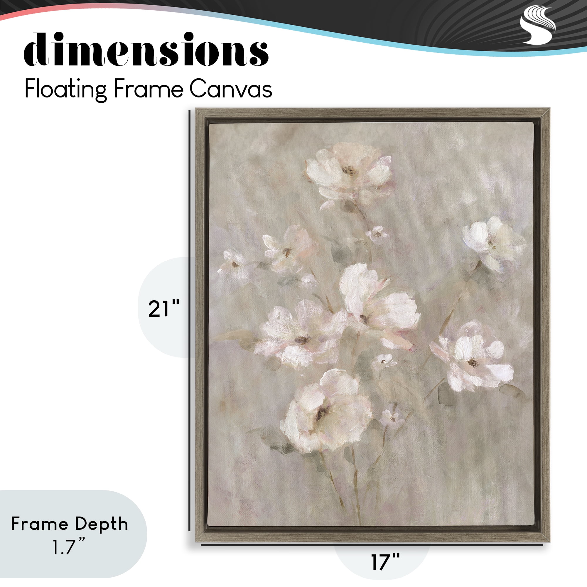 Stupell Industries Delicate Blush Floral Arrangement Brown Framed Floater Canvas Wall Art, design by Carol Robinson