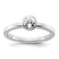 thumbnail image 2 of Auriga 925 Sterling Silver Low 5mm Round White Topaz Ring for Women Size- 9, 2 of 6
