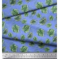 thumbnail image 3 of Soimoi Blue Cotton Cambric Fabric Monstera Leaves Print Fabric by the Yard 58 Inch Wide, 3 of 3