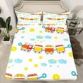 thumbnail image 1 of Erosebridal Cartoon Bus Car Fitted Sheet Full, Construction Vehicle Fitted Sheet Set Full, Colorful Flower Decor（No Top Sheet）, 1 of 6