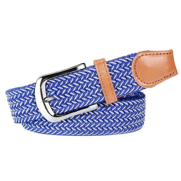 SWSMCLT Men's Buckle Belt Braided Web Belt Fashion Holeless SummerWinter Streetwear Medium Fabric Belt Navy White Small-X-Large