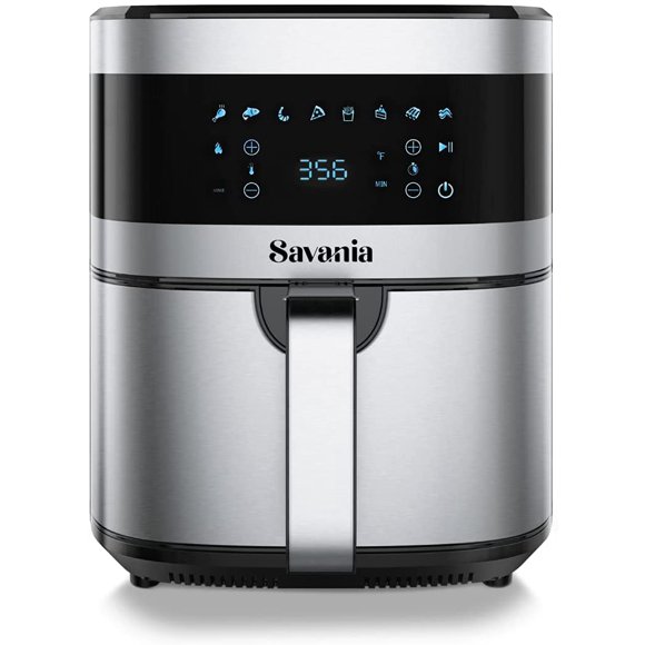 Savania 5.8 Quart Air Fryer, Digital Touch Screen, Black - Non-stick Basket, Shake Reminder Function