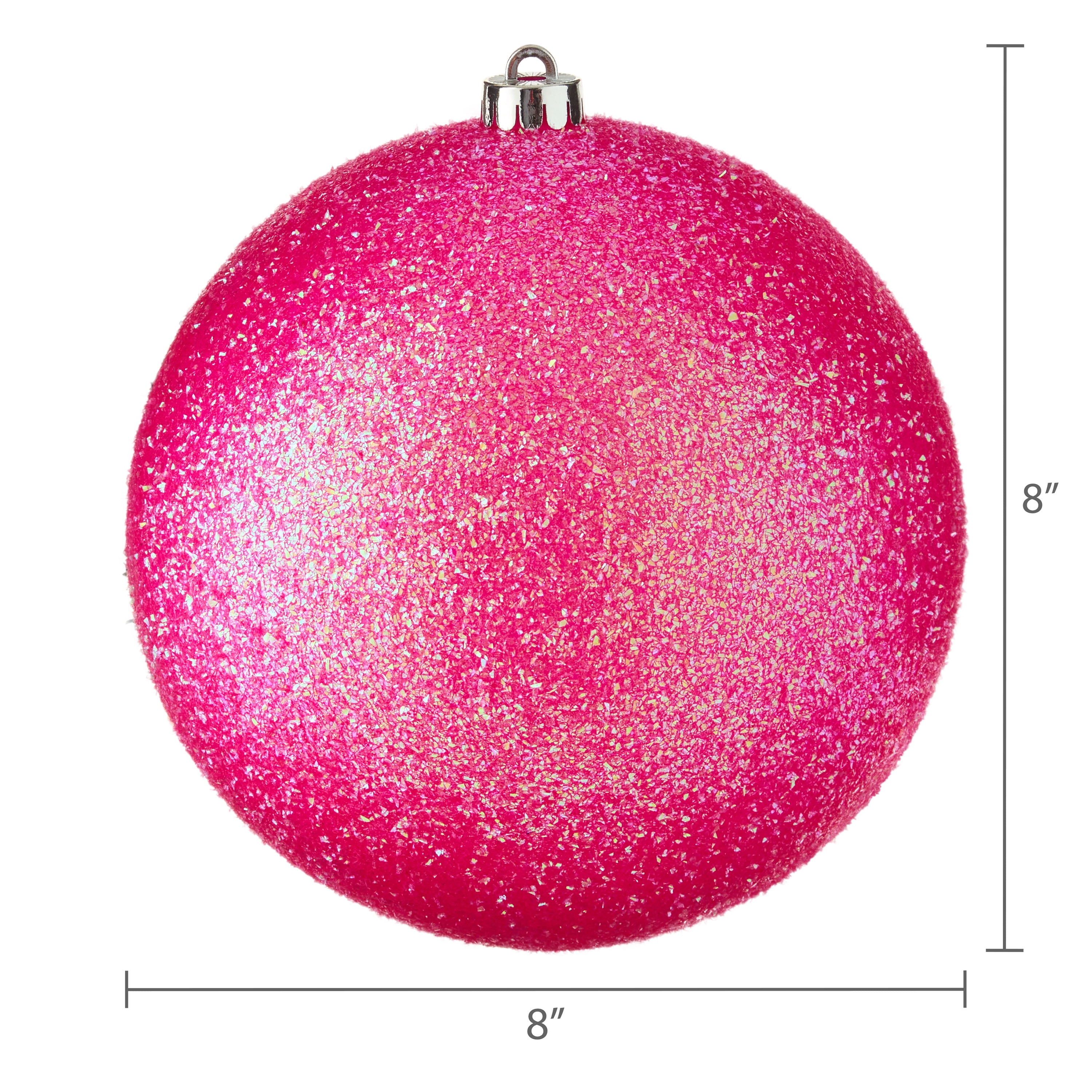 2-Count Pink and Lime Green Glitter Jumbo Shatterproof Ball Christmas Ornaments, 8 in, by Holiday Time