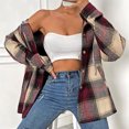 thumbnail image 7 of IROINNID Women's Shacket Jacket Long Sleeve Plaid Hoodie Outwear, Comfy Fall/Winter Single Breasted Cardigan Temperament Commuting Woolen Plaid Jacket, 7 of 7