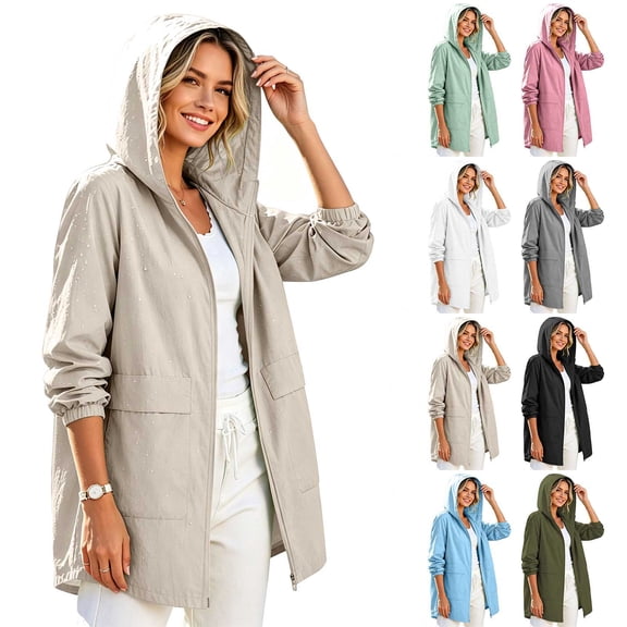 Purcolt Women's Hooded Softshell Jacket, Lightweight Windbreaker Outdoor Coat with Pockets for Hiking Camping Travel Spring Fall