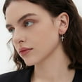 thumbnail image 2 of White Gold Plated Sterling Silver Hanging Dangle Cross Huggie Hoop Earrings Women, 2 of 5