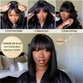 thumbnail image 5 of 3X1 Middle Part Lace Wig Bone Straight Human Hair Wigs with Bangs for Women,250 Density, 5 of 8