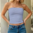 thumbnail image 5 of Avtoify Women's Solid Color Style Double-Layer Striped Tube Top, 5 of 10