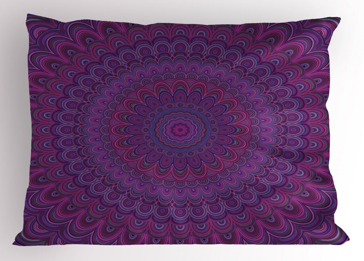 Eggplant Pillow Sham Purple Mandala Shape with a Kaleidescopic Style Sixties Inspired Oriental Abstract Art, Decorative Standard Size Printed Pillowcase, 26 X 20 Inches, Purple, by Ambesonne