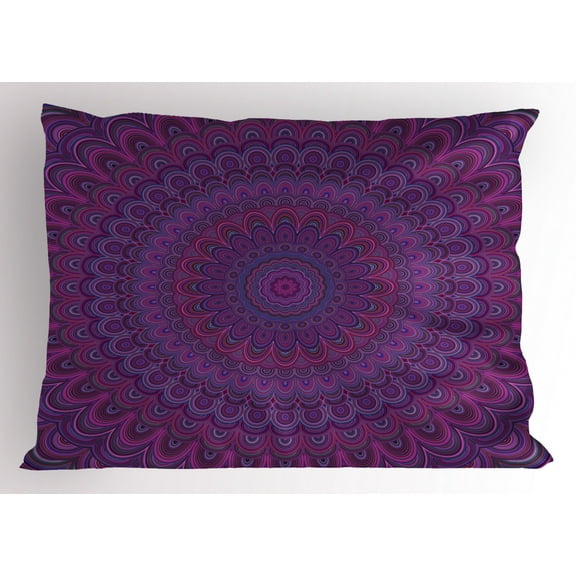 Ambesonne Eggplant Pillow Sham, Vintage Purple Mandala, 26" X 20", Purple