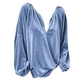 thumbnail image 3 of Endives Womens Long Sleeve Shirt Velvet Deep V Neck Tunic Sleeve Pullover Loose T Shirt Womens Top, 3 of 4