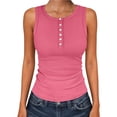 thumbnail image 4 of UAMVSH Womens Tank Tops Crew Neck Sleeveless T-Shirt Button Casual Ribbed Knit Henley Shirts Slim Fit Soft Basic Tees, 4 of 6