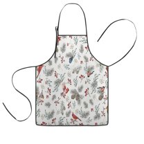 White Christmas Bird and Pine Pattern Kids Aprons for Girls and Boys,Adjustable Neck Strap Toddler Aprons for Kids Cooking Baking