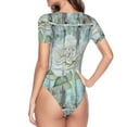 thumbnail image 3 of Uemuo Vintage Rose1 Pattern Women's One Piece Short Sleeve Swimsuit Rash Guard Surfing Modest Quick-drying Swimsuit Beach Essentials-XX-Large, 3 of 9