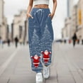 thumbnail image 2 of Christmas Pants Women Santa Claus Pants High Waist Jogger Pants With Elastic Ties Sweatpants Casual Pants For Women Navy XXL, 2 of 4