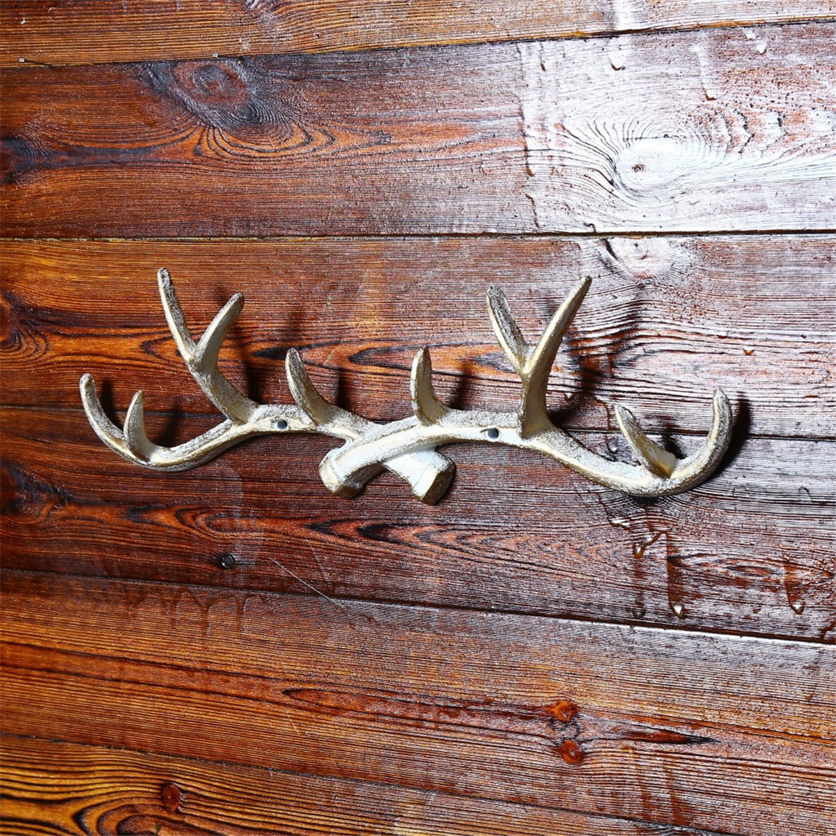 Vintage Style Cast Deer Antlers Wall Hooks 10 Hooks Coat Rack