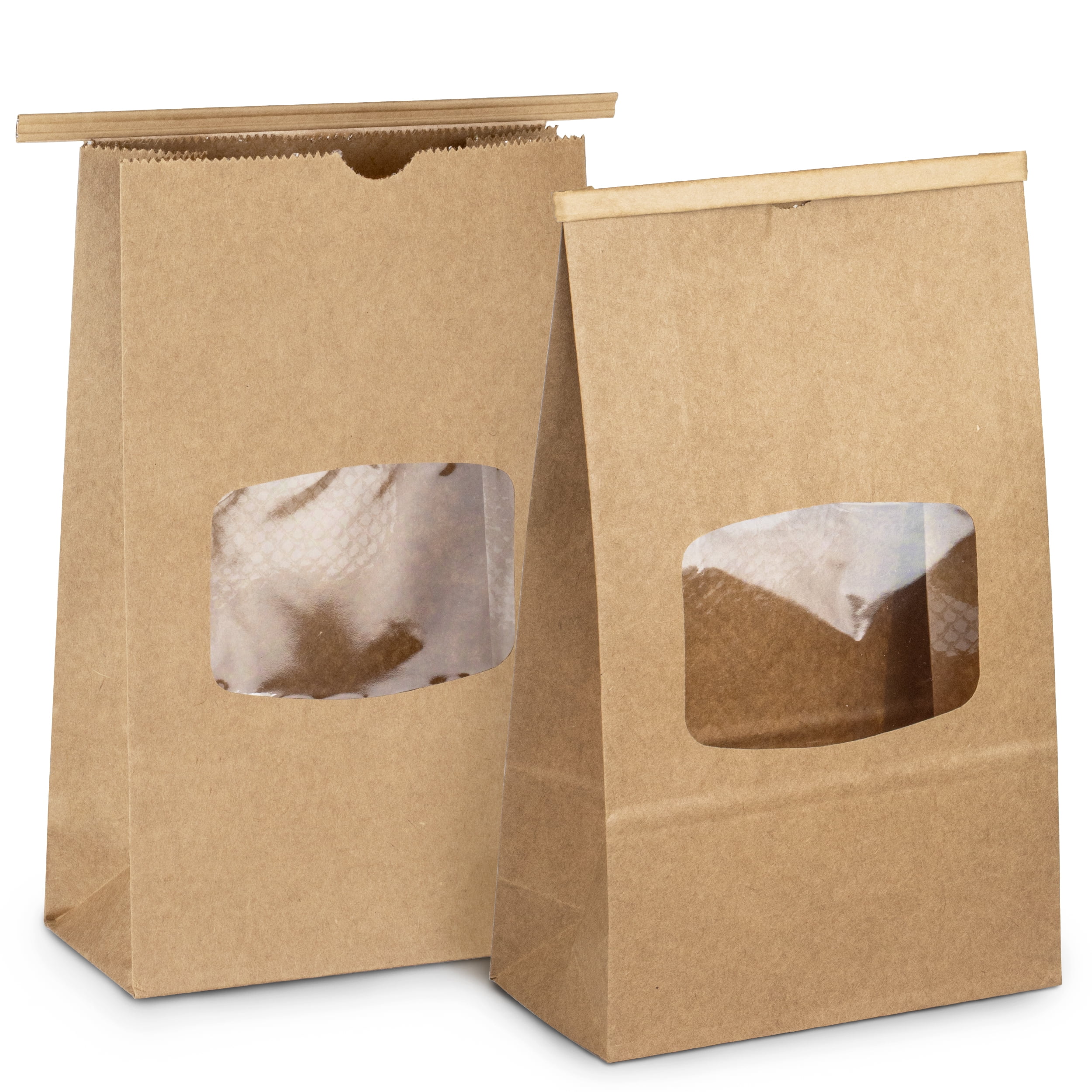 [75 Pack] Bakery Bags With Window 1/2 Lb (8 Oz) Brown Kraft Paper Bag ...