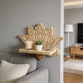 thumbnail image 4 of Cififendec Lotus Cutout Pine Wood Floating Shelf, 12.99"×10.23", Wall Mount Plant Display Rack for Boho Bedroom Apartment Decor Storage, 4 of 5