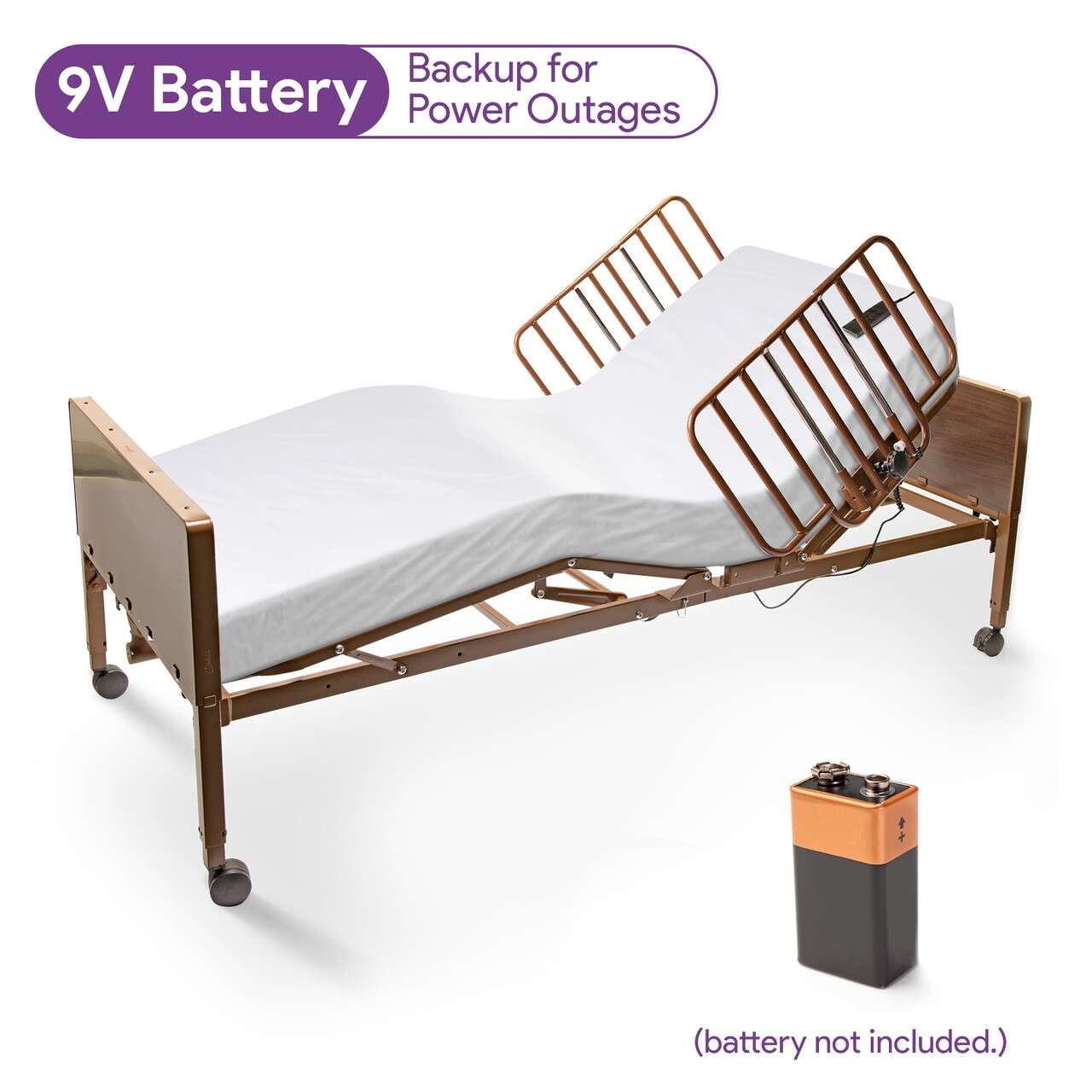 ProHeal Full Electric Hospital Bed Package With Overbed Table For Home - Rails and Mattress Included, Medical Bed - 36" x 80"