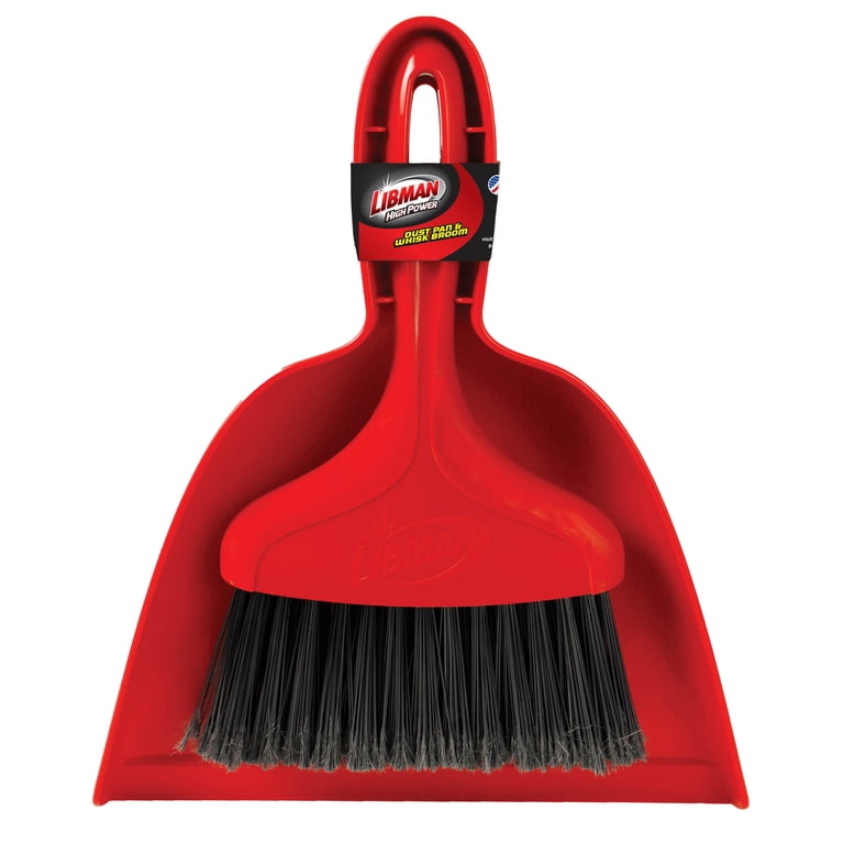 Libman Heavy Duty Whisk Broom Dustpan Combo with Red Handle and