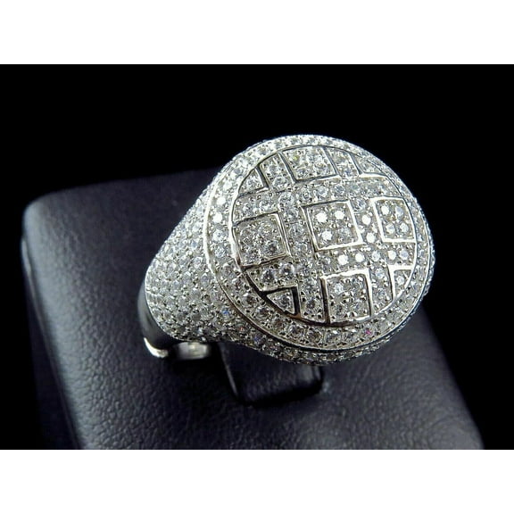 Forever Jewels 4CT Round Cut Moissanite Cluster Men's Engagement Ring White Gold Plated