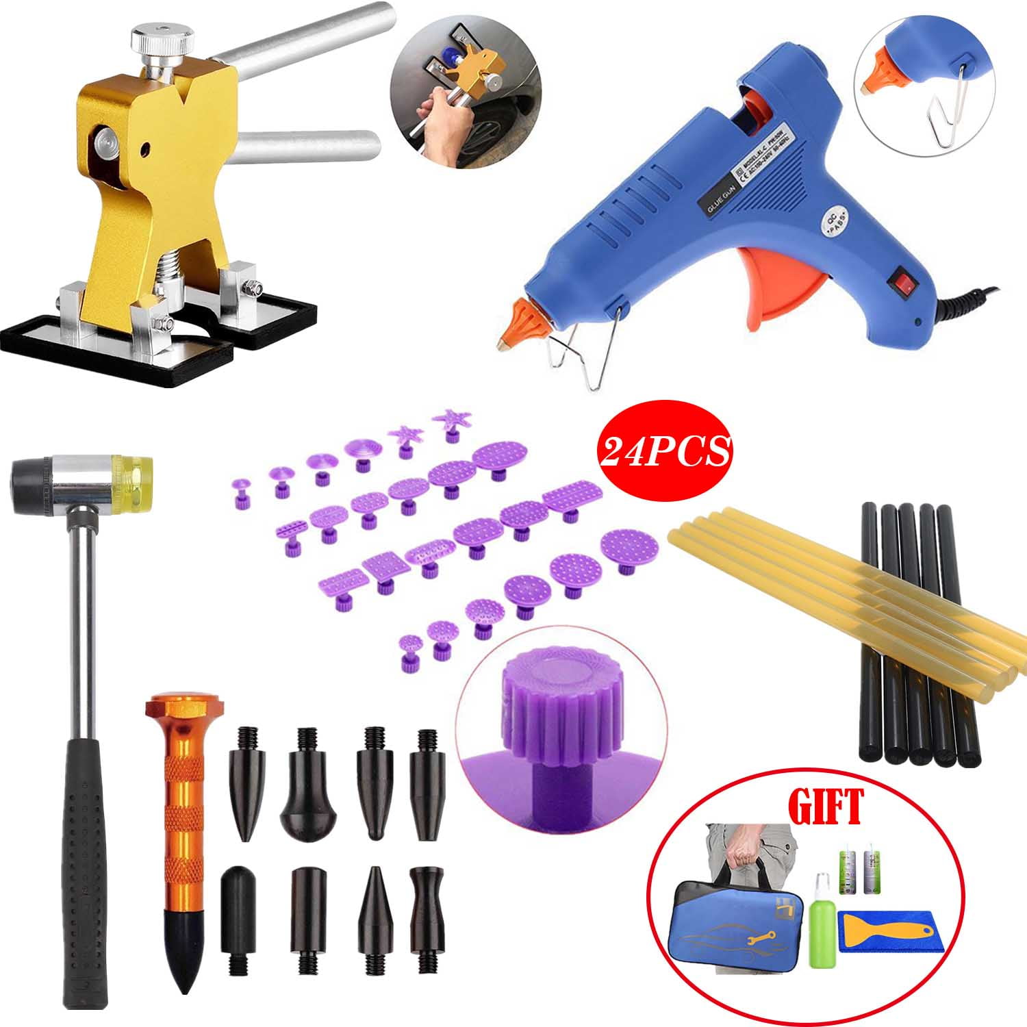 Paintless Dent Repair Tools Kit Grip PRO Dent Lifter with Pulling
