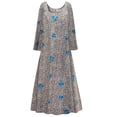 thumbnail image 1 of Small Womens Dress Cheetah Hydrangea Designer Print Long Sleeve Square Neck Princess Cut, 1 of 4