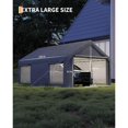 thumbnail image 3 of 12x20 ft Carport, Car Port with 200 g PE Tarp, Roll-Up Doors, and 4 Windows, for Full-Size Pickups, Bass Boats, Tractors, and SUVs, Gray, 3 of 7