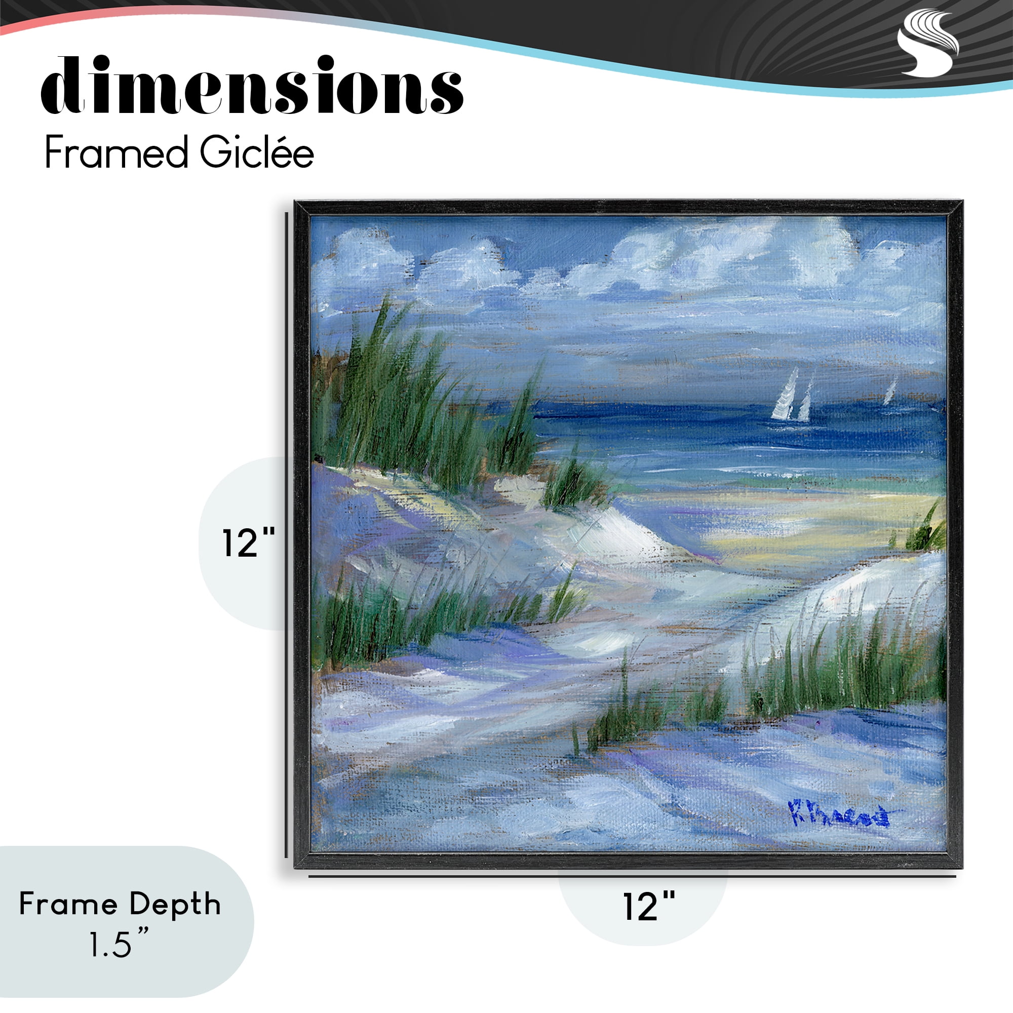 Stupell Industries Crooked Island Dunes & Sailboats Black Framed Giclee Art, design by Paul Brent