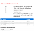 thumbnail image 2 of Speedometer Cable - Compatible with 1986 - 1987 Chevy Monte Carlo, 2 of 2