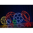 thumbnail image 3 of Glowneon Soccer Ball Basketball Volleyball Tennis Sports Led Light Wall Art Decor 25in x 10in, 3 of 4