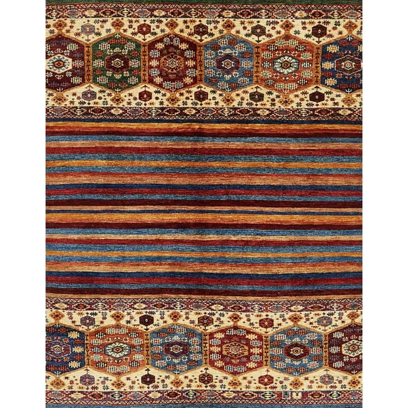 Ahgly Company Indoor Rectangle Abstract Saffron Red Abstract Area Rugs, 3' x 5'