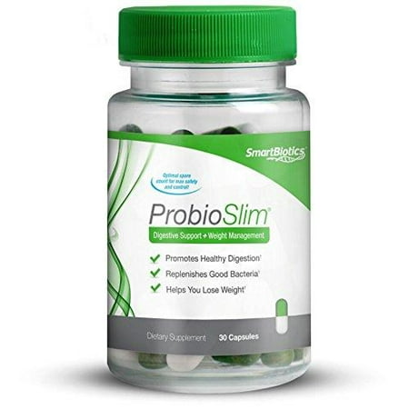 ProbioSlim Probiotics + Weight Loss Supplement, Burn Fat, Lose Weight, Reduce Gas, Bloating, Constipation, Digestive Health, SmartBiotics, 30 Count ProbioSlim 30
