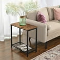 thumbnail image 5 of Side Table Narrow Small End Table with Mesh Shelf Nightstand Living Room Bedroom, Kitchen Metal Industrial Design Rustic Brown, 5 of 6