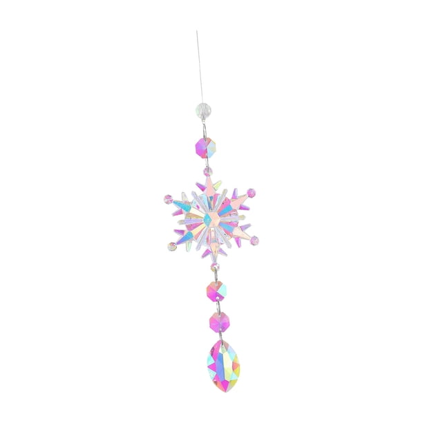 Campanas de viento navideñas de cristal artificial para ventana, adorno colgante con cadena para interior Estilo D