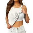 thumbnail image 2 of MIXUE Tank Top for Women Summer Solid Color Round Neck Sleeveless Fashion Soft Stretchy Comfortable Casual Camisole Vest Womens Tank Tops Activewear,White,M, 2 of 7