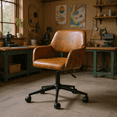 thumbnail image 1 of Homy Casa Ergonomic Task Chair, Adjustable Height with Swivel Base, Brown Faux Suede, 1 of 10