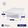 thumbnail image 4 of HOMZ Paquete de 2 contenedores de almacenamiento, contenedores organizadores de plástico transparente con tapas blancas, 28 cuartos, 4 of 5