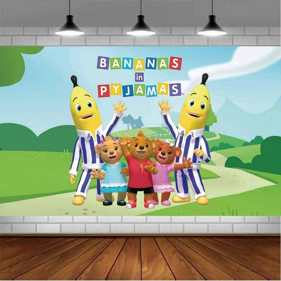 Bananas in Pyjamas Backdrop Banner Party Supplies Poster Movie Theme Background for Photography Birthday Decorations