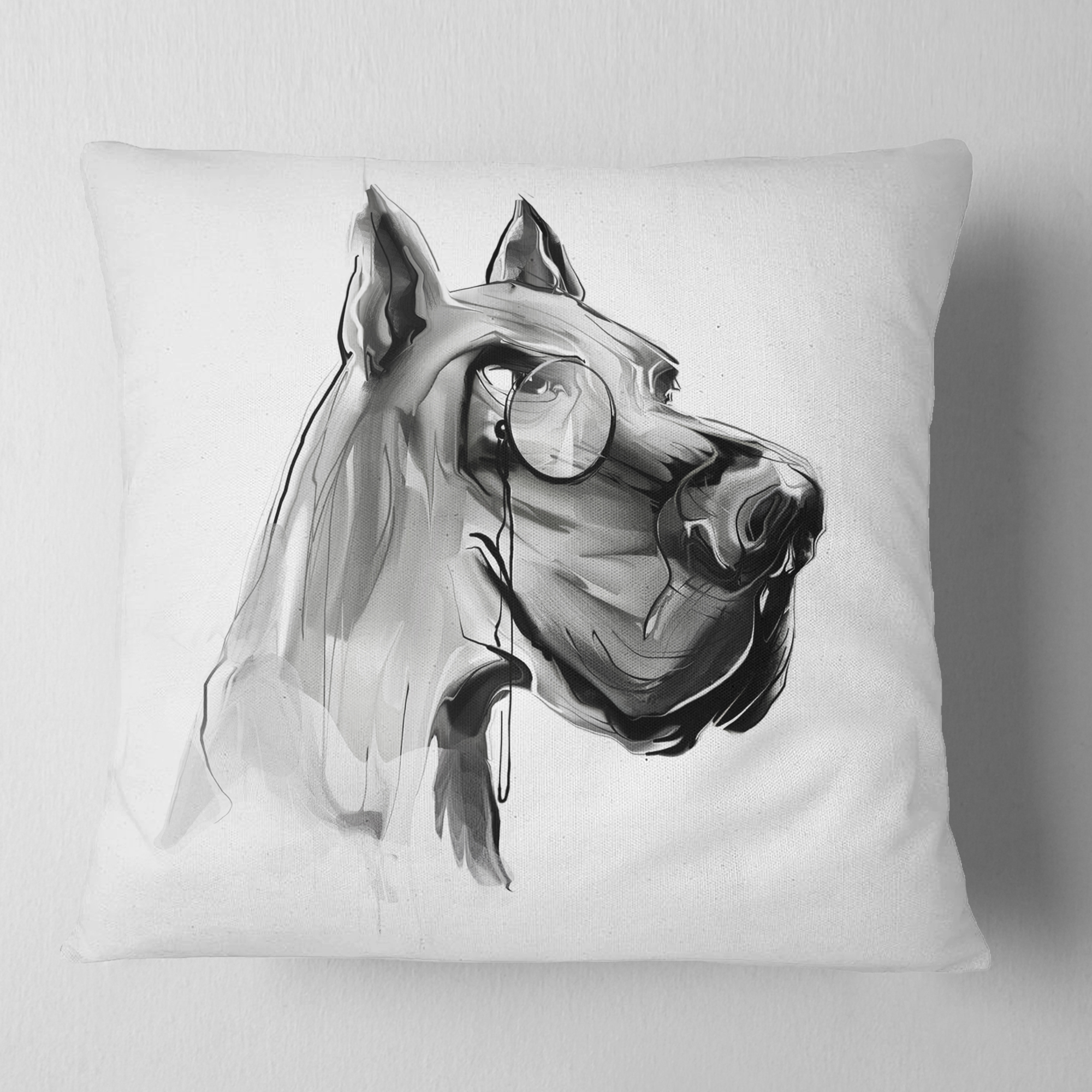 Designart English Bulldog with Monocle - Animal Throw Pillow - 16x16